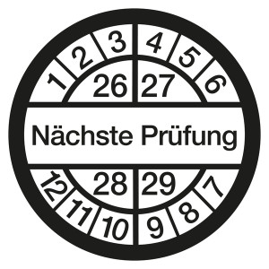 Prüfplaketten weiß "Nächste Prüfung" 10 Stück/Bogen