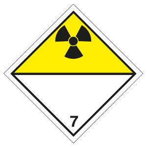 Gefahrzettel, Gefahrgutaufkleber Klasse 7D Radioaktive Stoffe zur Selbstbeschriftung, Strahlensymbol Schwarz