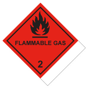 Gefahrzettel Gefahrgutaufkleber Klasse 2.1 Entzündbare Gase mit Zusatztext FLAMMABLE GAS zur Selbstbeschriftung Flamme Schwarz