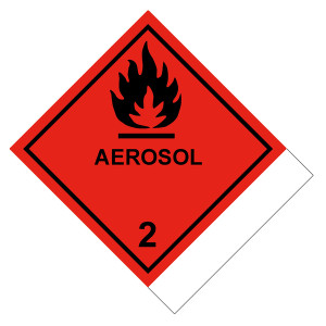 Gefahrzettel Gefahrgutaufkleber Klasse 2.1 Entzündbare Gase mit Zusatztext AEROSOL zur Selbstbeschriftung Flamme Schwarz