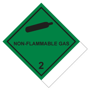 Gefahrzettel Gefahrgutaufkleber Klasse 2.2 Nicht entzündbare, nicht giftige Gase mit Zusatztext NON-FLAMMABLE GAS zur Selbstbeschriftung Gasflasche Sc