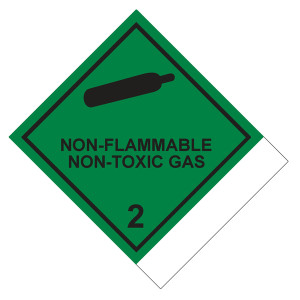 Gefahrzettel Gefahrgutaufkleber Klasse 2.2 Nicht entzündbare, nicht giftige Gase mit Zusatztext NON-FLAMMABLE NON-TOXIC GAS zur Selbstbeschriftung Gas