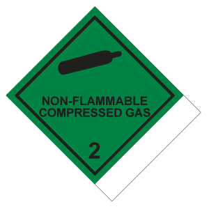 Gefahrzettel Gefahrgutaufkleber Klasse 2.2 Nicht entzündbare, nicht giftige Gase mit Zusatztext NON-FLAMMABLE COMPRESSED GAS zur Selbstbeschriftung Ga