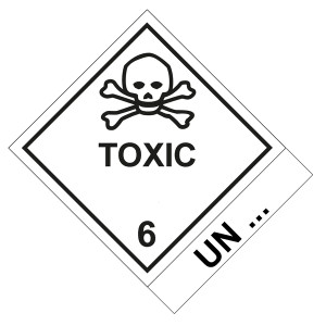 Gefahrzettel Gefahrgutaufkleber Klasse 6.1 Giftige Stoffe mit Zusatztext TOXIC mit Eindruck UN-Nummer
