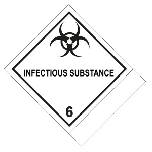 Gefahrzettel Gefahrgutaufkleber Klasse 6.2 Ansteckungsgefährliche Stoffe mit Zusatztext INFECTIOUS SUBSTANCE zur Selbstbeschriftung