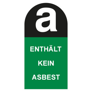 Gefahrenkennzeichen, Aufkleber ENTHÄLT KEIN ASBEST