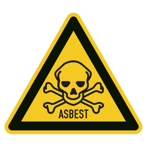 Warnschild Aufkleber ASBEST, Totenkopf