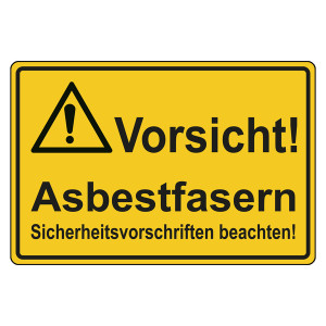 Warnschild Vorsicht Asbestfasern, Symbol Warnung vor einer Gefahrenstelle