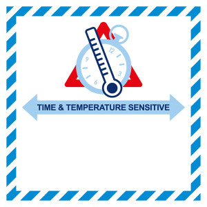 Gefahrzettel Time And Temperature Sensitive, zum Selbstbeschriften