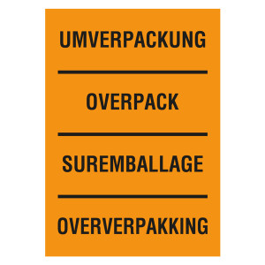 Verpackungskennzeichen Umverpackung, Overpack, Suremballage, Oververpakking, Orange