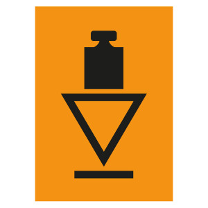Verpackungskennzeichen Kopflastig, Orange