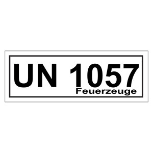 Gefahrzettel mit UN 1057 Feuerzeuge