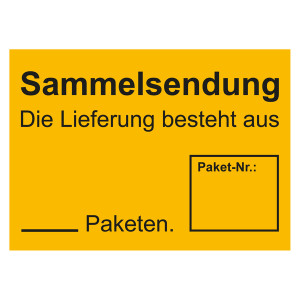 Paketaufkleber Sammelsendung Die Lieferung besteht aus Paketen