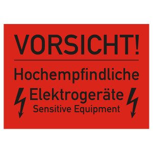 Paketaufkleber VORSICHT! Hochempfindliche Elektrogeräte Sensitive Equipment