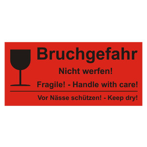 Paketaufkleber Bruchgefahr, Rot