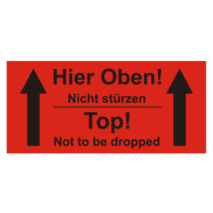 Paketaufkleber Hier Oben, Rot