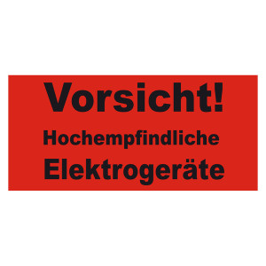 Paketaufkleber Vorsicht Hochempfindliche Elektrogeräte, Rot