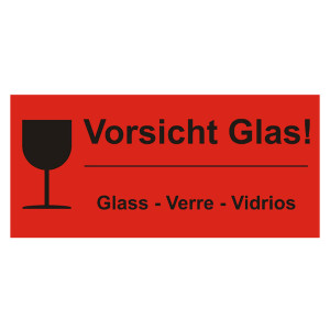 Paketaufkleber Vorsicht Glas, Rot