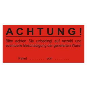Paketaufkleber Bitte achten Sie auf Anzahl und Beschädigungen, Rot