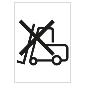 Verpackungskennzeichen Keinen Gabelstapler benutzen, Weiß