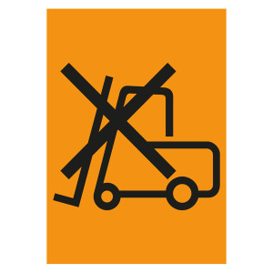 Verpackungskennzeichen Keinen Gabelstapler benutzen, Orange