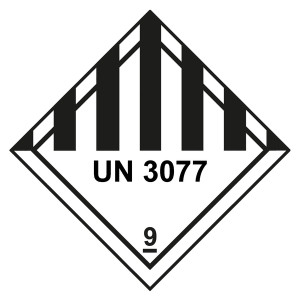 Gefahrzettel Placards Klasse 9 Verschiedene gefährliche Stoffe und Gegenstände mit UN 3077 mit durchgehender Kontrastlinie Folie 250 x 250 mm Einzelet