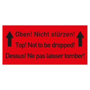 Paketaufkleber Oben Nicht stürzen Rot