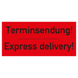 Paketaufkleber Terminsendung Rot