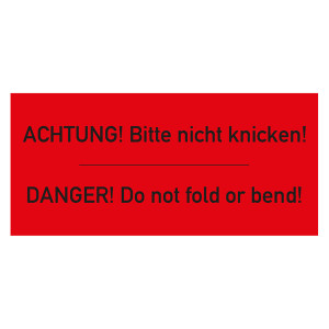 Paketaufkleber Achtung Bitte nicht knicken, Rot, Haftpapier, 136 x 63 mm, 500 Stück/Rolle