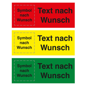 Qualitätsaufkleber mit Text und Piktogramm nach Wunsch, 50 x 20 mm, Rechteckig