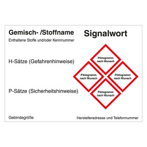 GHS Gefahrstoffetikett Eindruck nach Wunsch für externe Verwendung