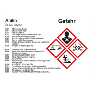 GHS Gefahrstoffetikett Anilin, für interne Verwendung