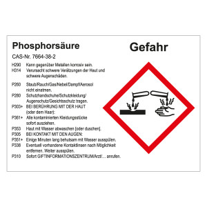 GHS Gefahrstoffetikett Phosphorsäure, für interne Verwendung