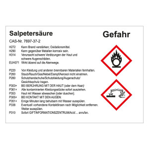 GHS Gefahrstoffetikett Salpetersäure, für interne Verwendung
