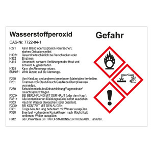 GHS Gefahrstoffetikett Wasserstoffperoxid, für interne Verwendung