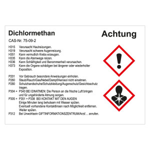 GHS Gefahrstoffetikett Dichlormethan, für interne Verwendung