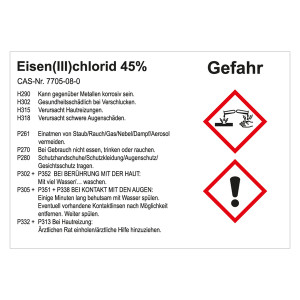 GHS Gefahrstoffetikett Eisen(III)chlorid 45%, für interne Verwendung