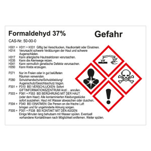 GHS Gefahrstoffetikett Formaldehyd 37%, für interne Verwendung