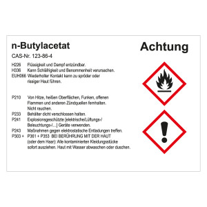 GHS Gefahrstoffetikett n-Butylacetat, für interne Verwendung