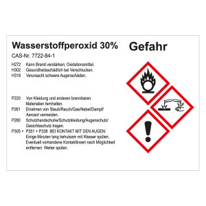 GHS Gefahrstoffetikett Wasserstoffperoxid 30%, für interne Verwendung