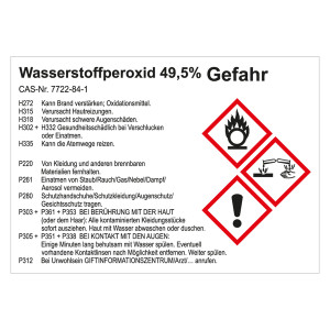 GHS Gefahrstoffetikett Wasserstoffperoxid 49,5%, für interne Verwendung