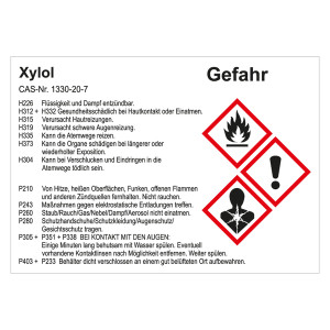 GHS Gefahrstoffetikett Xylol, für interne Verwendung