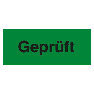 Qualitätsaufkleber Geprüft, Grün, 50 x 20 mm, Rechteckig