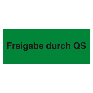 Qualitätsaufkleber Freigabe durch QS, Grün, 50 x 20 mm, Rechteckig