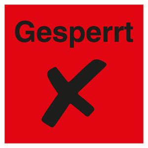 Qualitätsaufkleber Gesperrt mit Piktogramm, Rot, 40 x 40 mm, Quadratisch