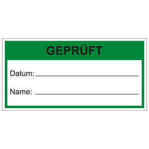 Qualitätsaufkleber Geprüft, Weiß, 60 x 30 mm, Rechteckig