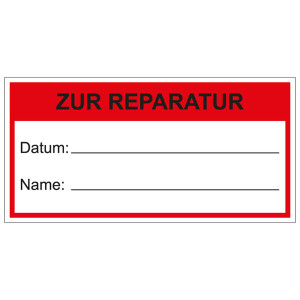 Qualitätsaufkleber Zur Reparatur, Weiß, 60 x 30 mm, Rechteckig