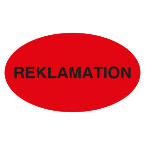 Qualitätsaufkleber Reklamation, Rot, 90 x 50 mm, Oval