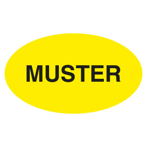 Qualitätsaufkleber Muster, Gelb, 90 x 50 mm, Oval