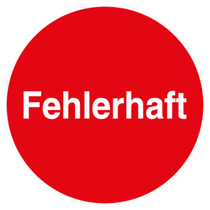 Qualitätsaufkleber Fehlerhaft, Rot, Ø 35 mm, Rund